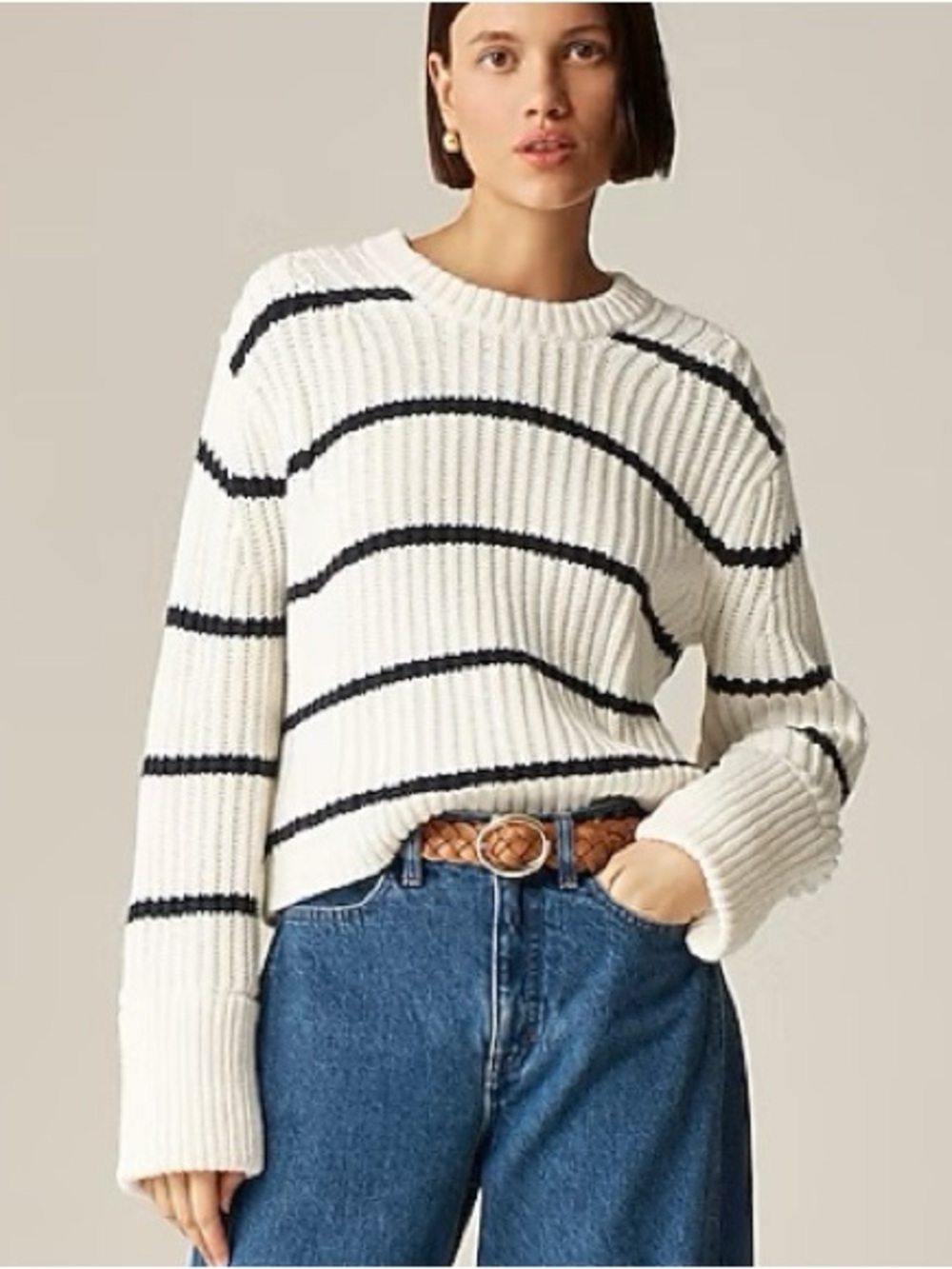 NWT J.Crew Heritage Cotton Fisherman Crewneck Sweater - Striped